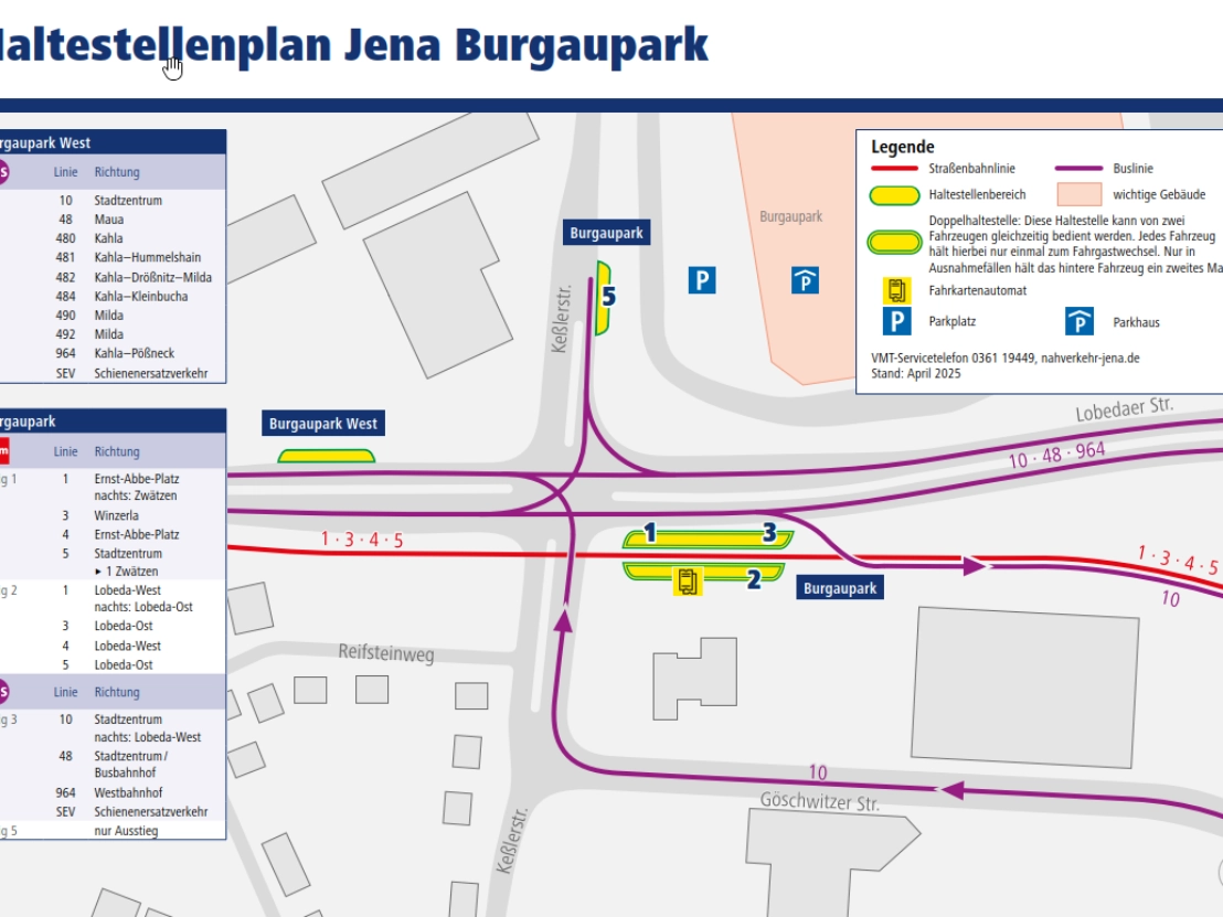 Haltestellenumgebungsplan Jena Burgaupark Vorschau