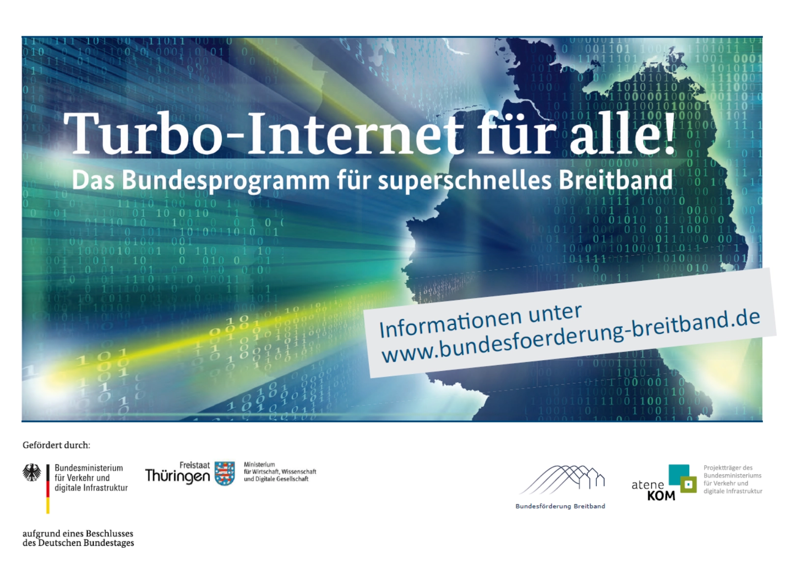 Turbo-Internet für alle! Bundesprogramm für superschnelles Breitband: Gefördert durch das Bundesministerium für Verkehr und digitale Infrastruktur