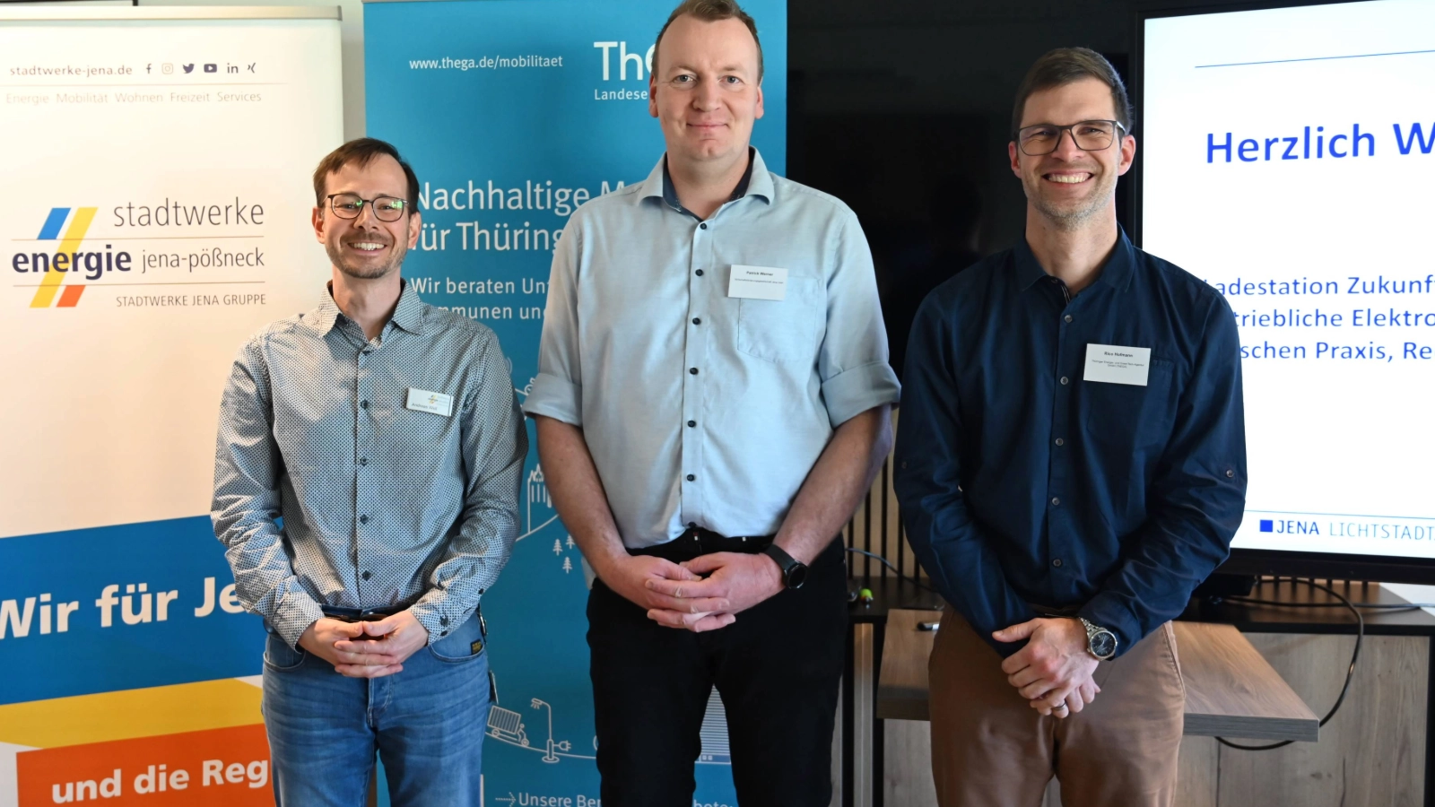Andreas Well (Stadtwerke Energie), Rico Hofmann (ThEGA) und Patrick Werner (Wirtschaftsförderung) 