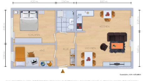 Lichtdurchflutete 3 Raumwohnung mit Küche am Rande von Blankenhain