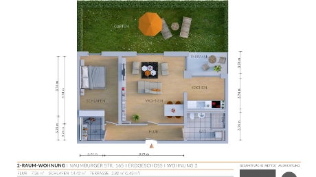 Schöne 2-Zimmer-Wohnung mit Gartenanteil in Jena Zwätzen